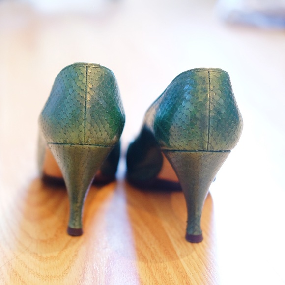 Vintage Tokio Kumagai Alligator Green Leather Heel - Picture 4 of 6
